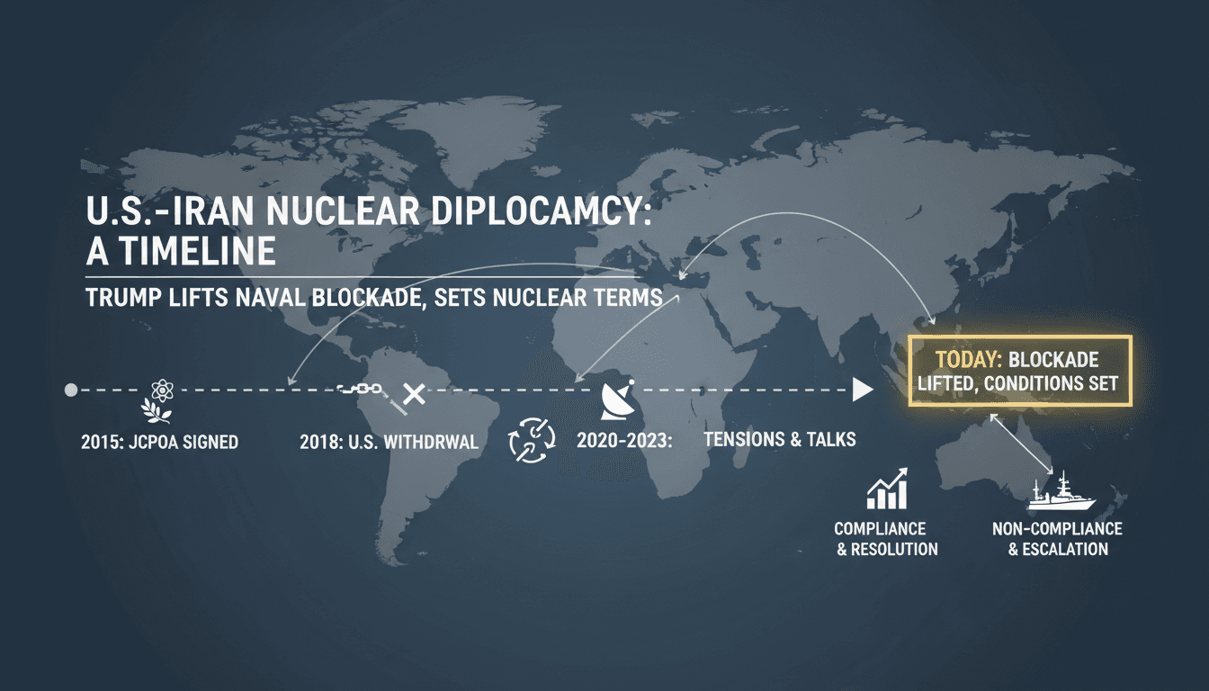 President Trump announces the lifting of the naval blockade on Iran.