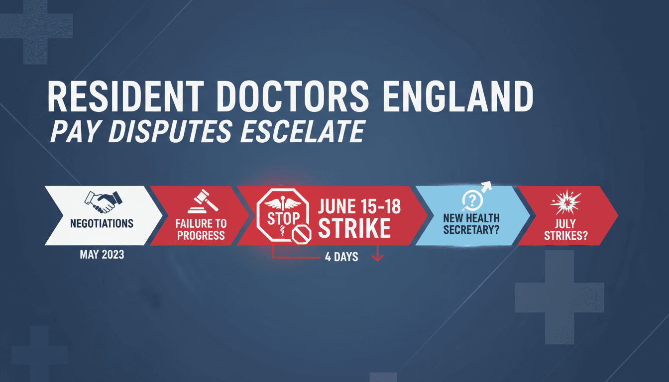 Resident doctors in England announce four-day strike over pay disputes