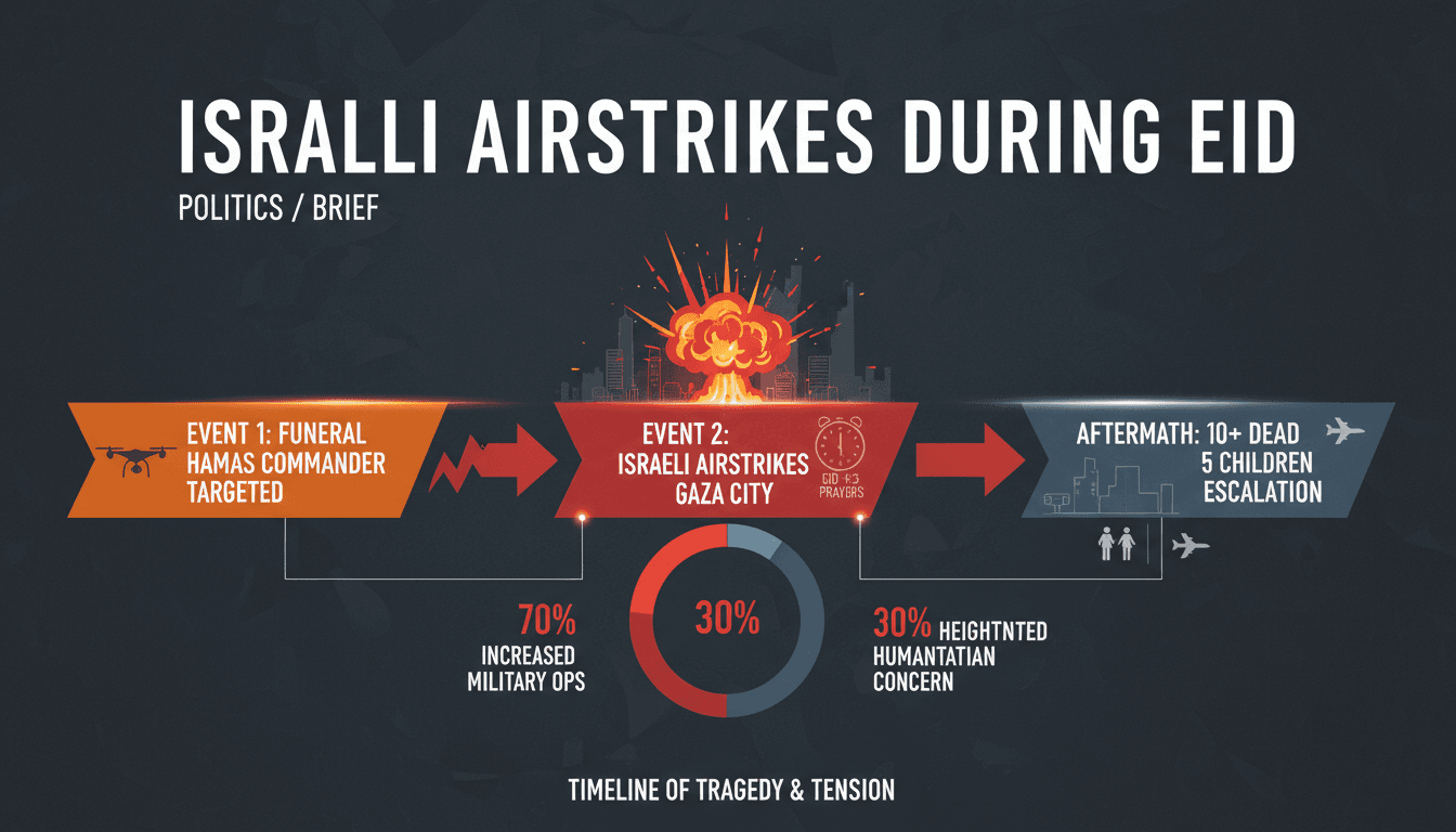 Israeli airstrikes in Gaza City kill at least 10 during Eid celebrations