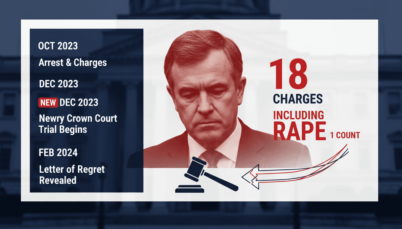 Sir Jeffrey Donaldson in court during his trial for sexual abuse charges.
