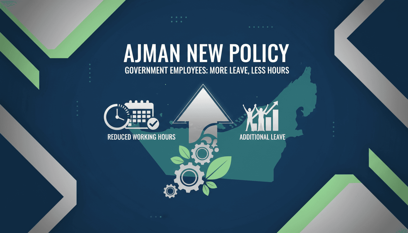 Ajman government building with employees discussing new policies