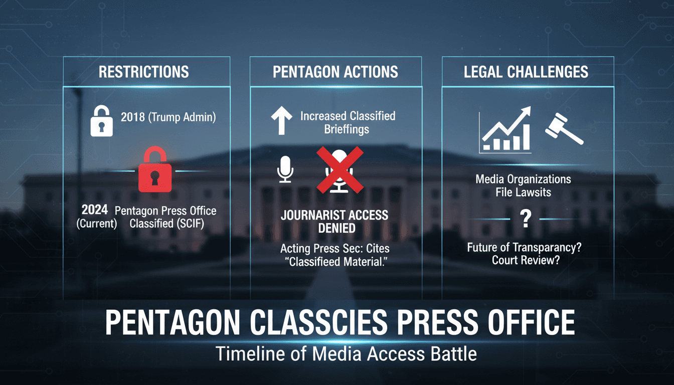 Pentagon press office with restricted access sign