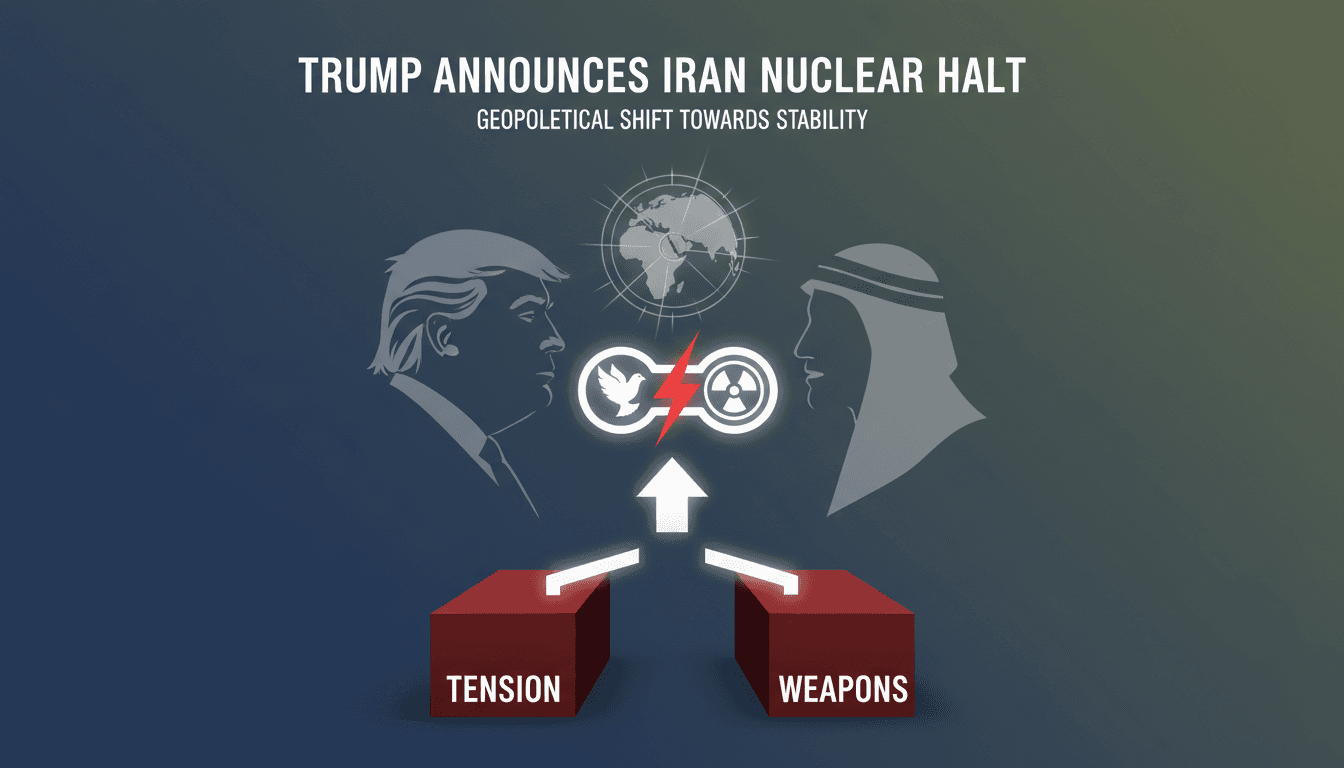 President Trump announces Iran's commitment to nuclear weapons halt during a podcast interview.
