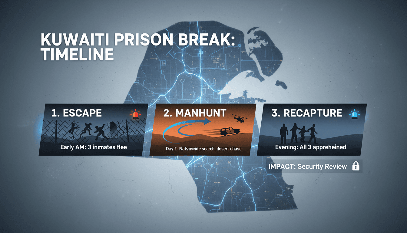 Inmates escaping from a Kuwaiti prison leading to a manhunt