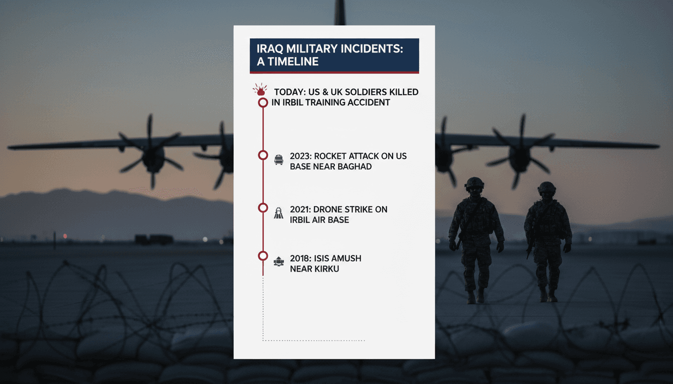 US and British soldiers at Irbil Air Base in Iraq during training exercises.