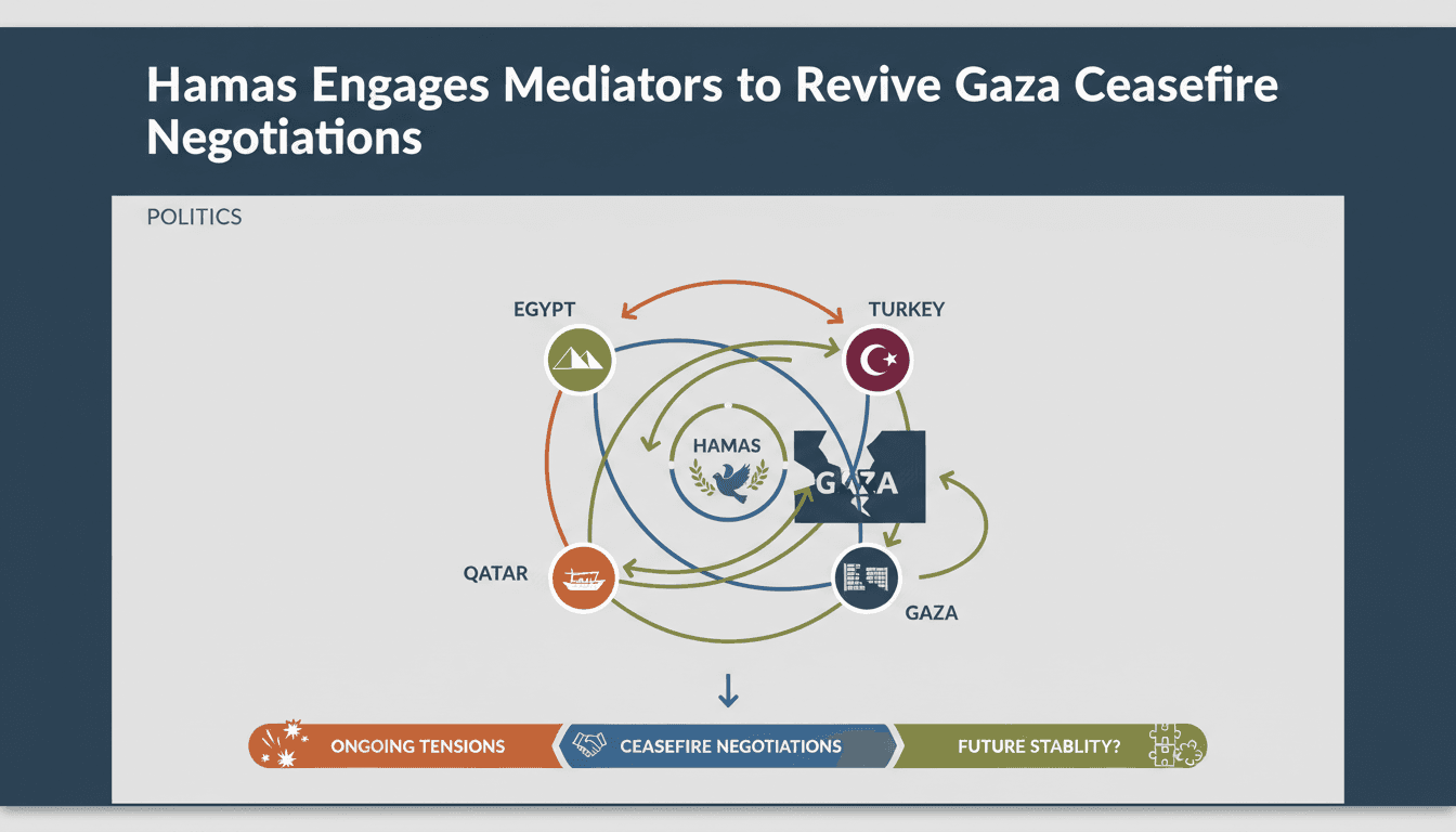 Mediators from Egypt, Qatar, and Turkey engage in Gaza ceasefire talks.
