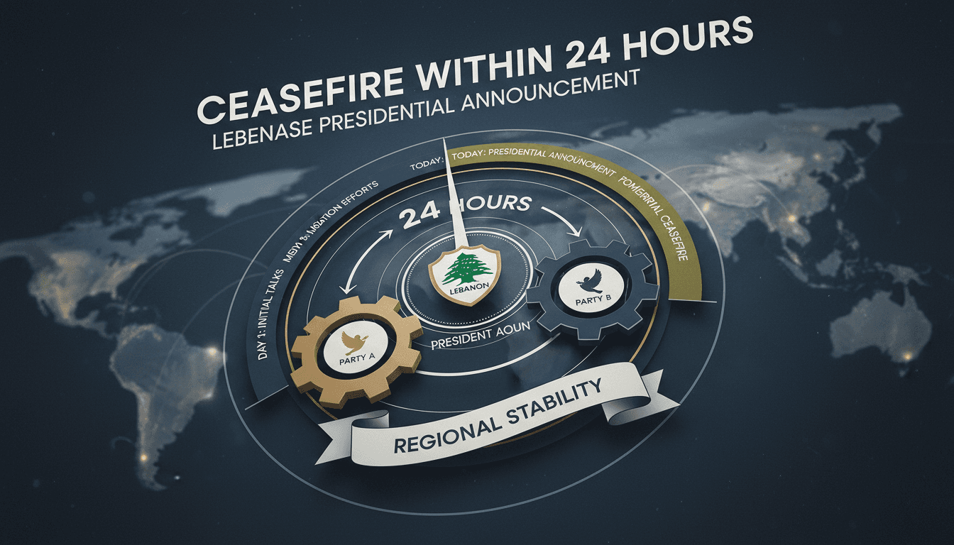 President Joseph Aoun addressing the media about the ceasefire agreement.