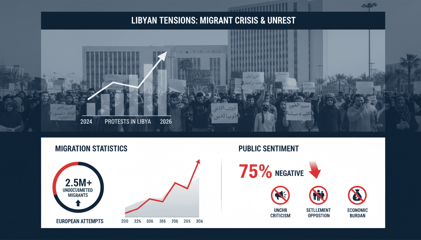 Protesters outside the UNHCR office in Tripoli, Libya