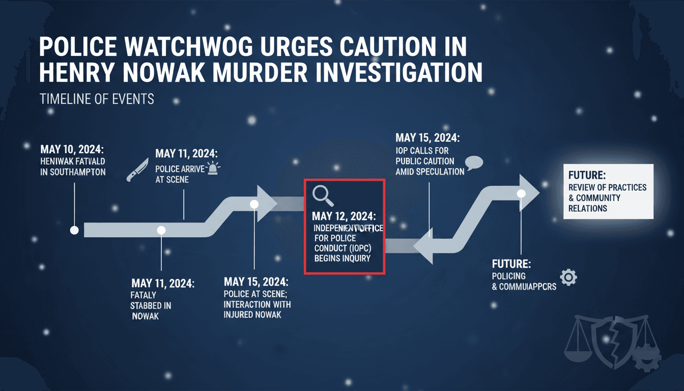 Infographic detailing the timeline and key events in the Henry Nowak murder investigation.