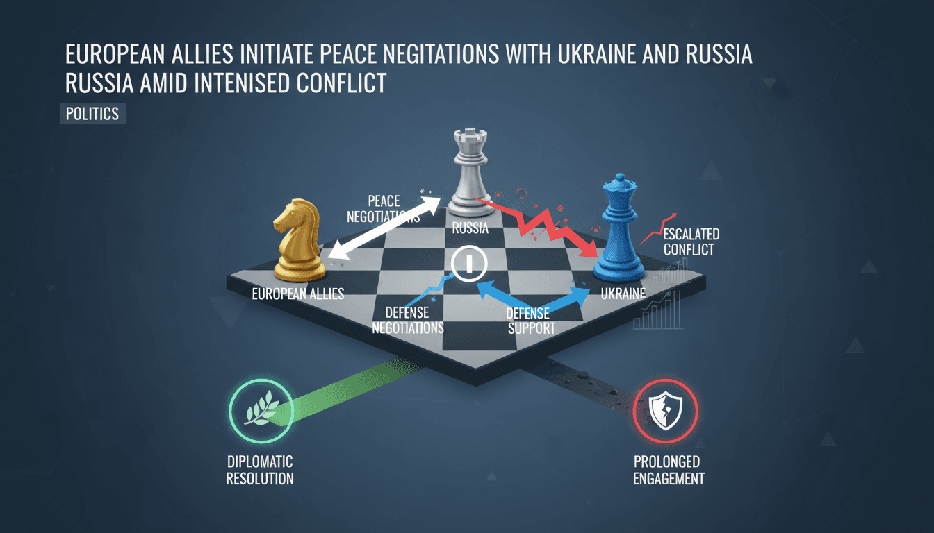 European leaders discussing peace negotiations with Ukraine and Russia.