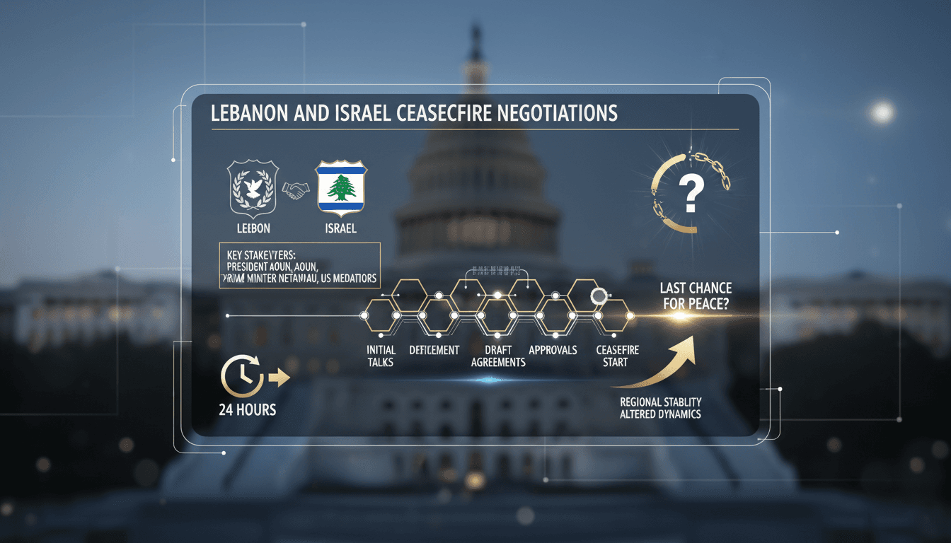 Lebanese and Israeli flags symbolizing ceasefire negotiations in Washington.