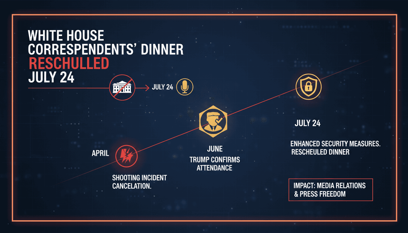 Donald Trump at the White House Correspondents' Dinner with security measures in place.