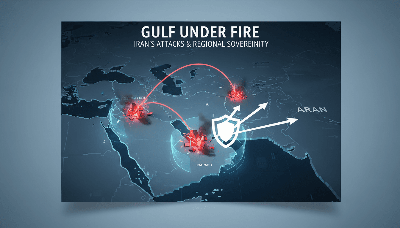 Map highlighting the Gulf region and the locations of recent attacks.