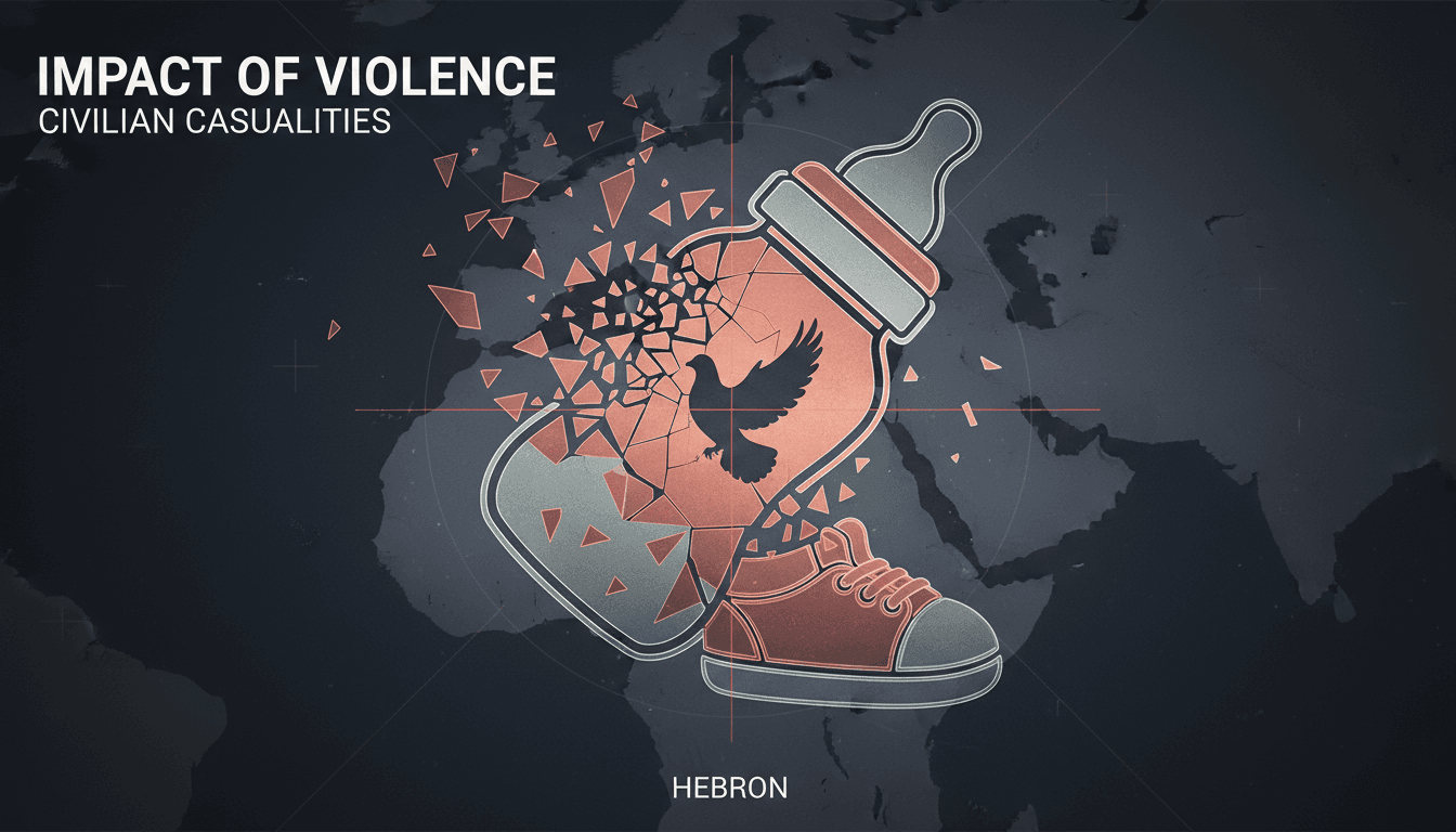 A somber image reflecting the impact of violence on families in conflict zones.
