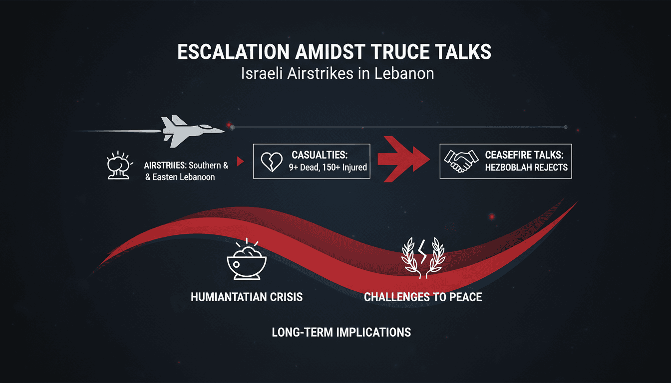 A map showing the locations of recent Israeli airstrikes in Lebanon.