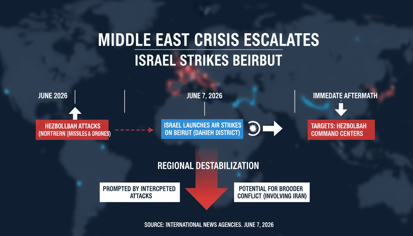 A map highlighting the location of the Israeli air strikes in Beirut and the surrounding geopolitical tensions.