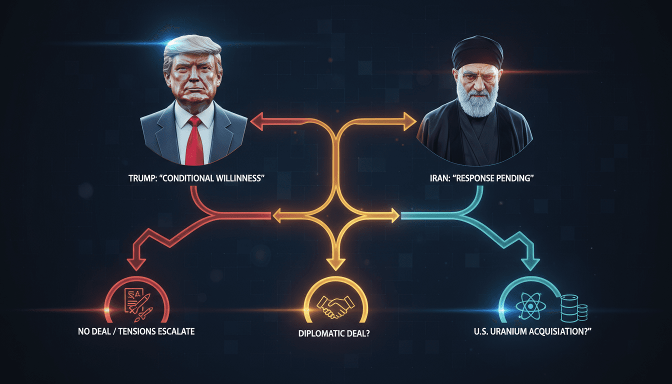 President Trump during a press briefing discussing Iran relations.