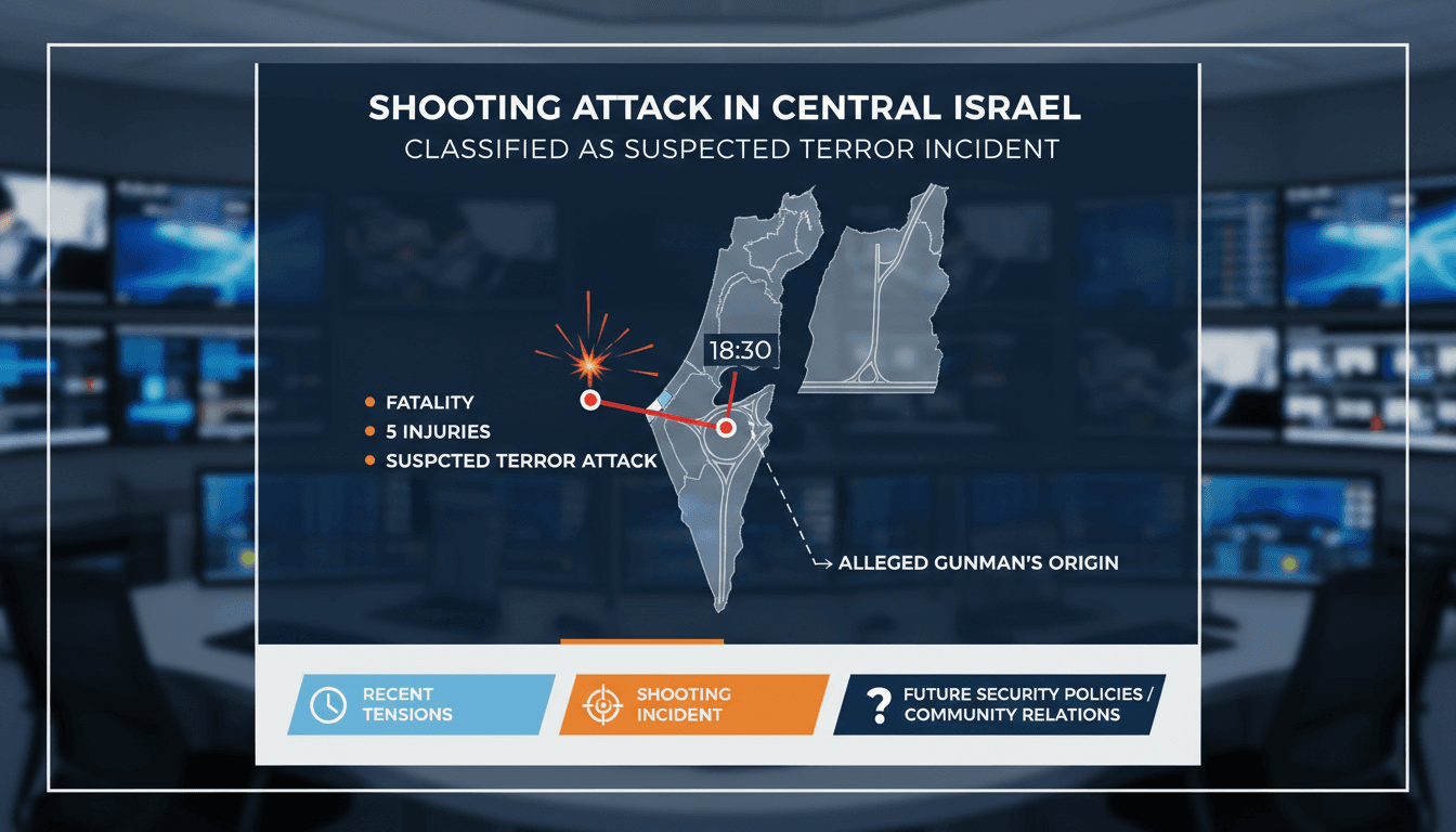 Scene of the shooting incident in central Israel with police presence.