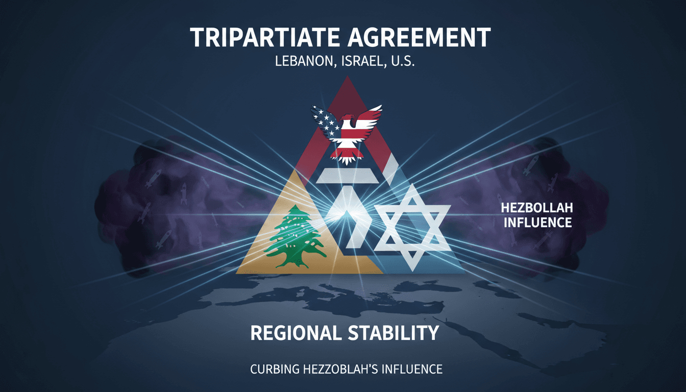 Map highlighting Lebanon, Israel, and U.S. relations regarding Hezbollah's influence.