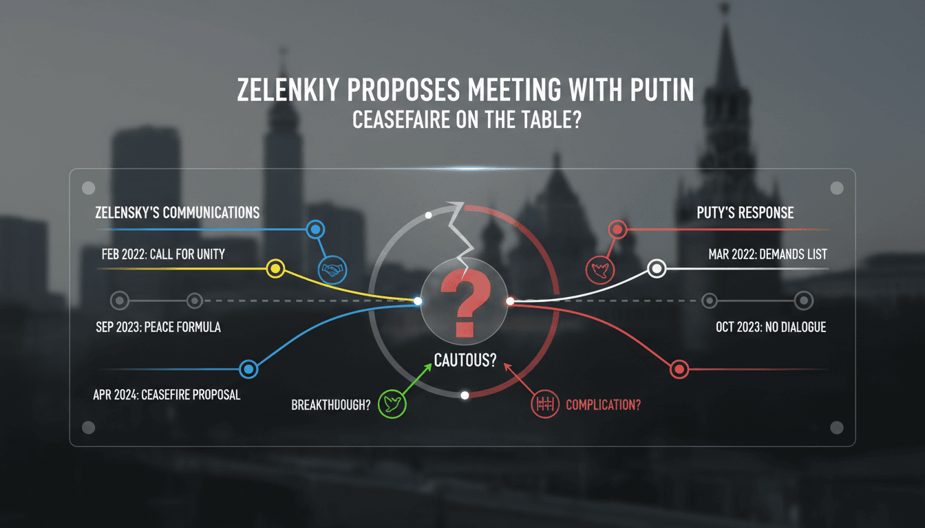 Ukrainian President Zelensky and Russian President Putin during a press conference.