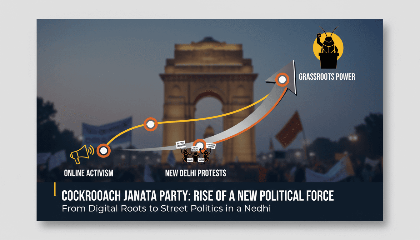 Protesters from the Cockroach Janata Party rallying in New Delhi
