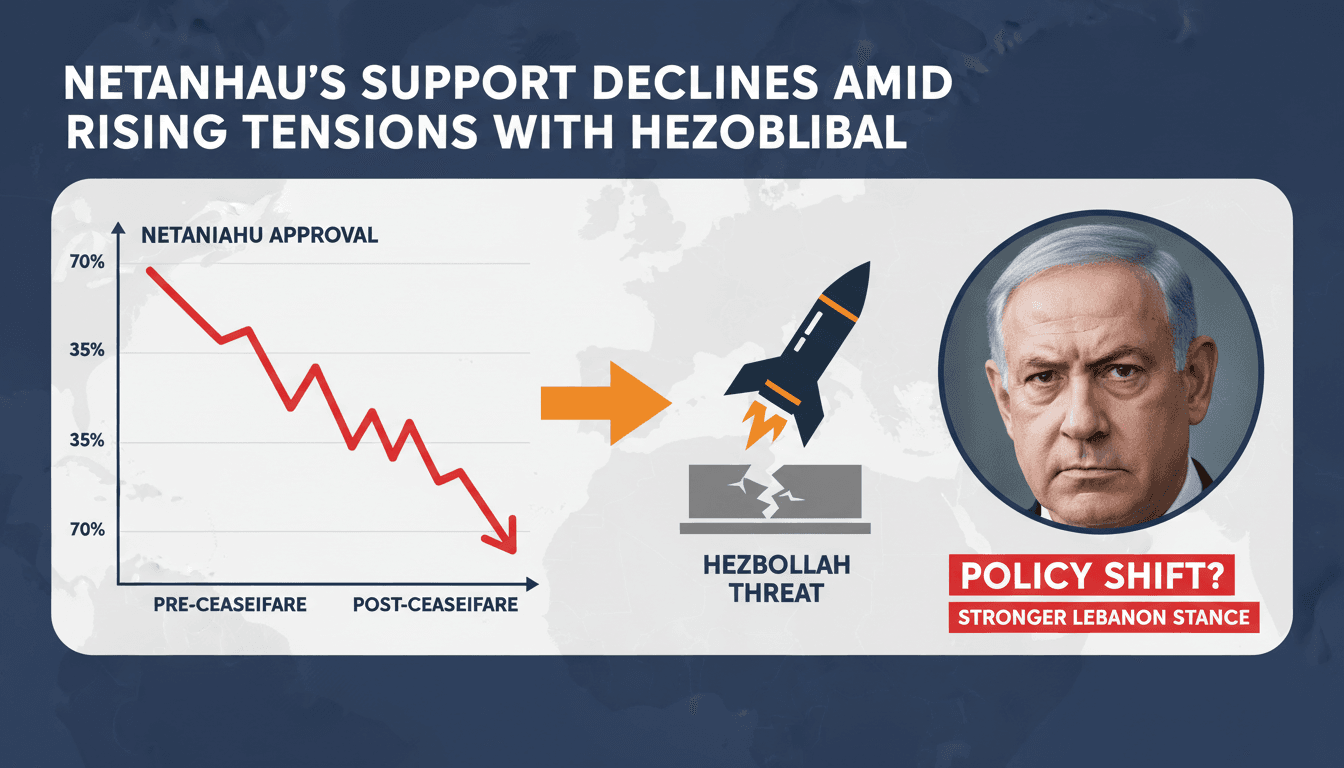 Netanyahu's Support Declines Amid Rising Tensions with Hezbollah