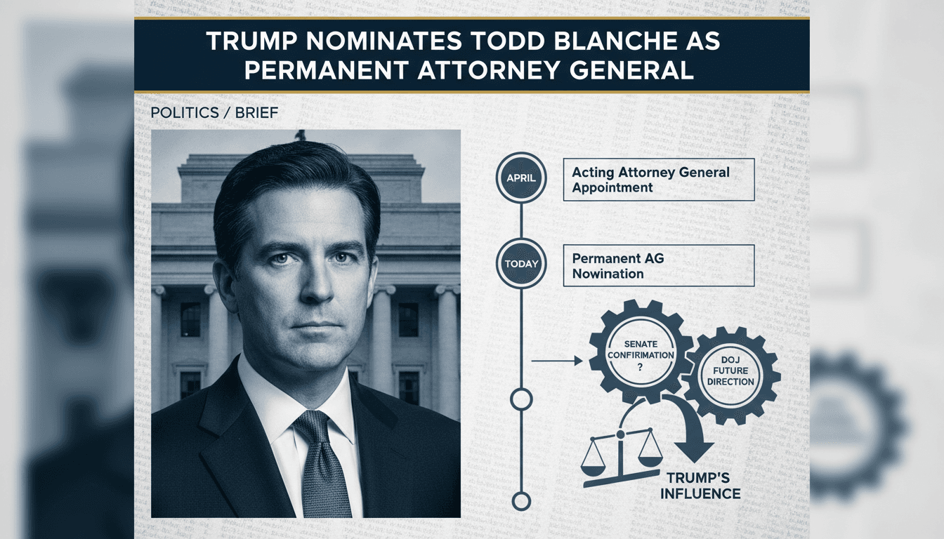 Todd Blanche nominated as permanent attorney general by Trump