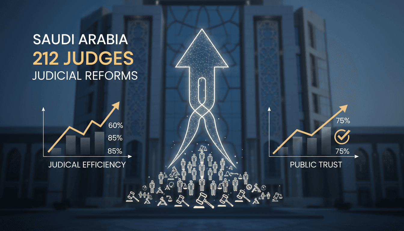 Saudi Arabia's judicial reform initiative with new judges appointed.