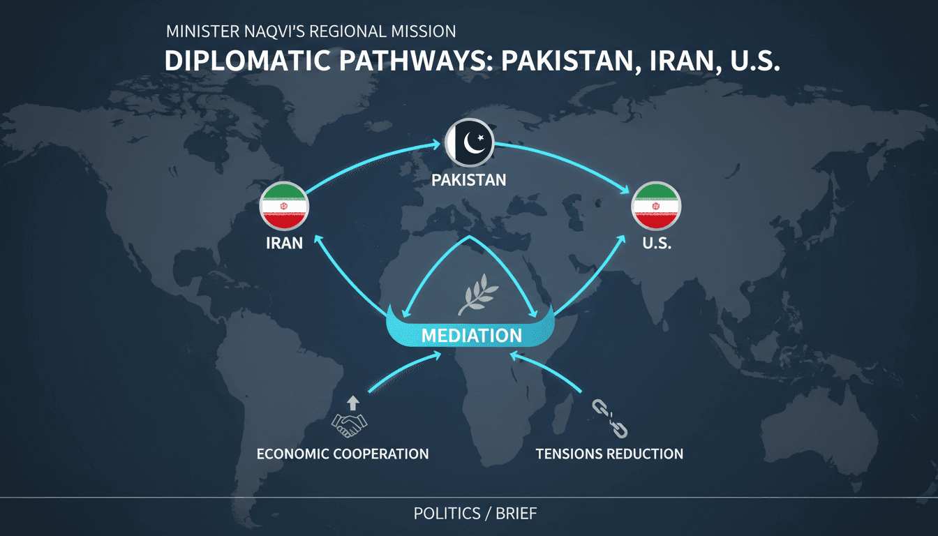 Pakistani Interior Minister Mohsin Naqvi in Tehran for diplomatic talks.