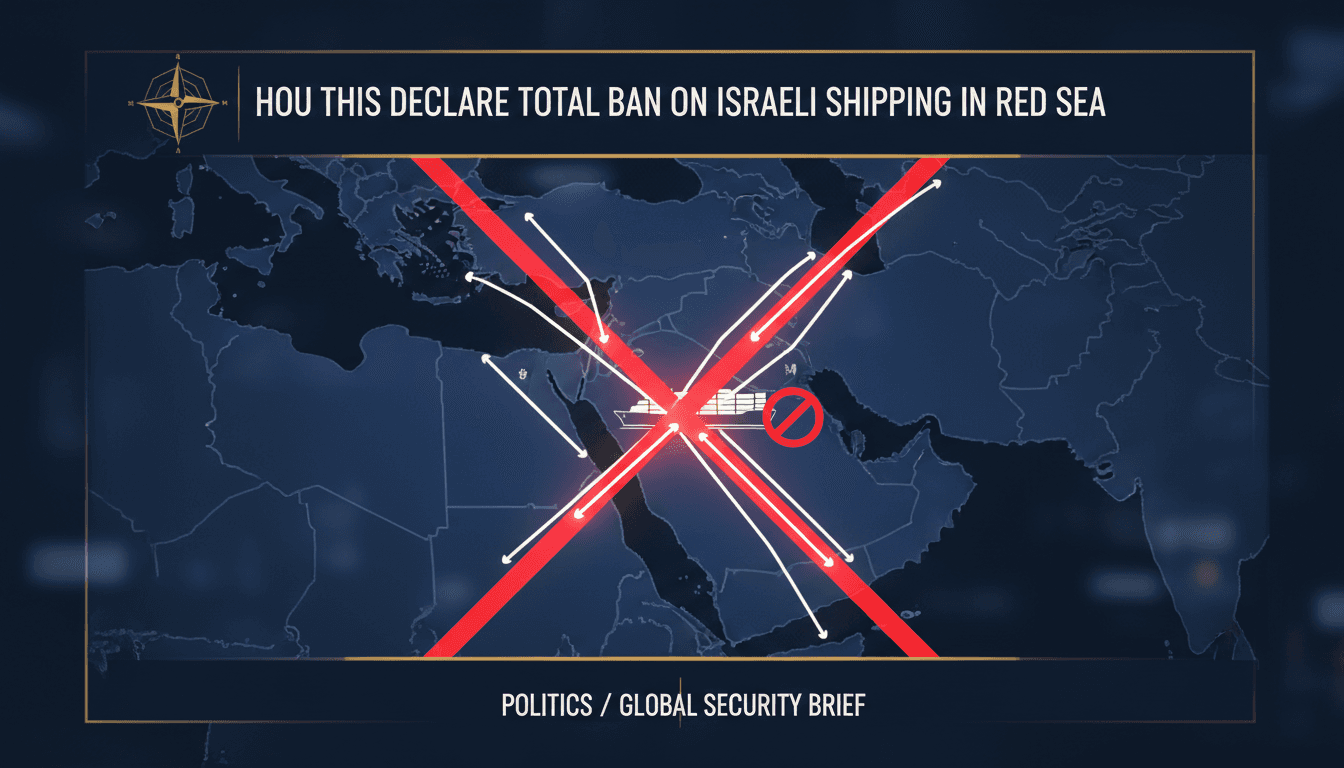 Map showing the Red Sea shipping routes affected by the Houthi blockade.
