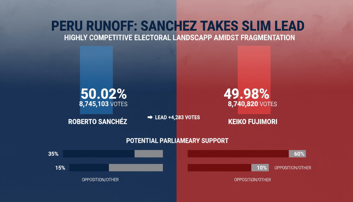 Roberto Sanchez and Keiko Fujimori during Peru's presidential runoff election
