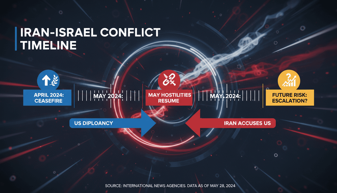 Map illustrating the geopolitical tensions between Iran, the US, and Israel.