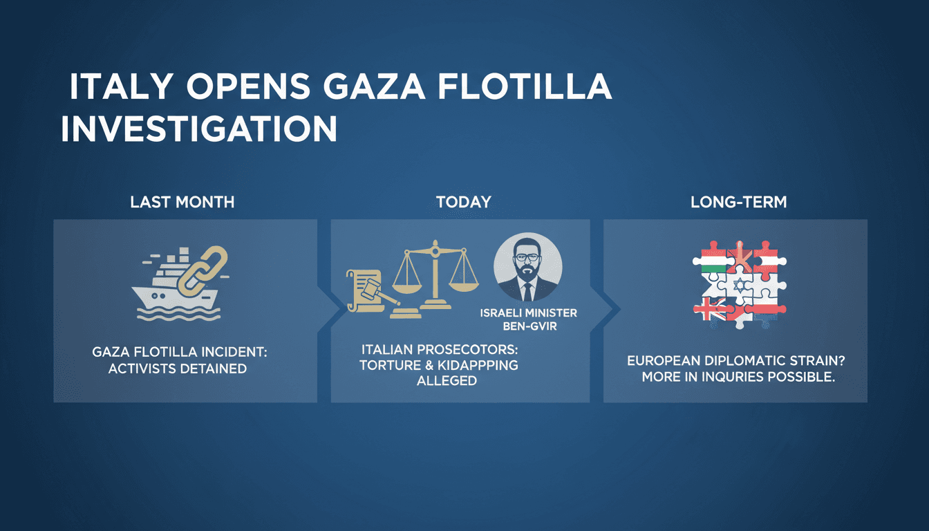 Italian prosecutors investigate Israeli Minister over Gaza flotilla treatment of activists.
