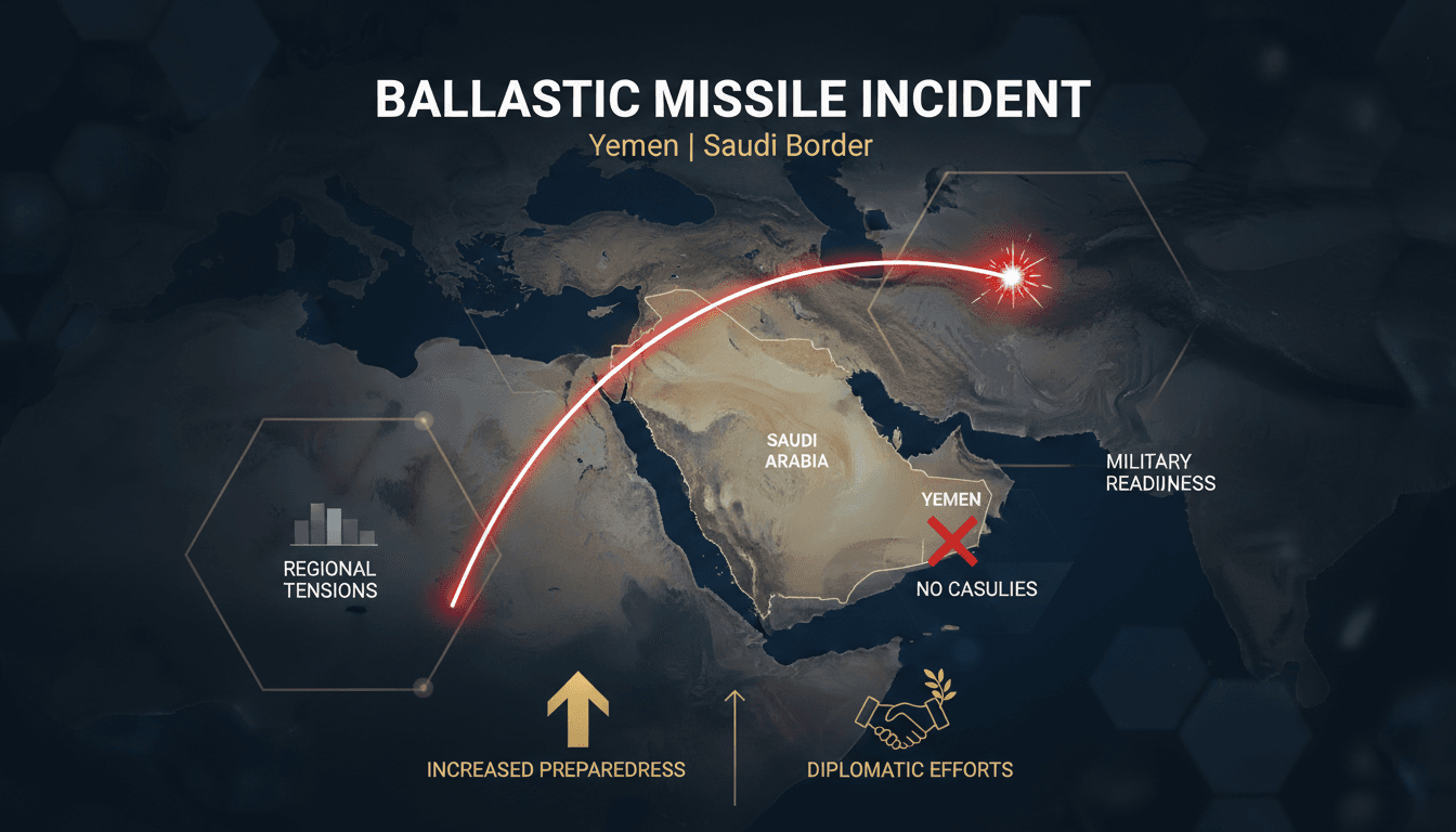 Map showing the trajectory of the missile launched from Yemen to the Saudi border.
