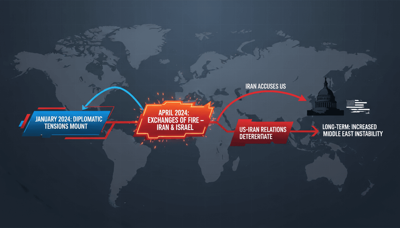 Map highlighting Iran, Israel, and US relations amidst rising tensions