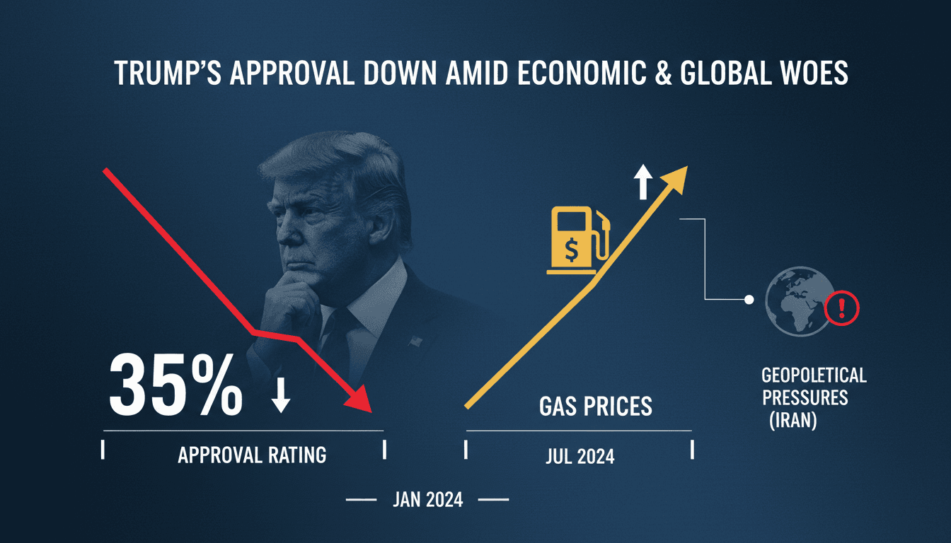 Graph showing the decline of Trump's approval rating alongside rising gas prices.