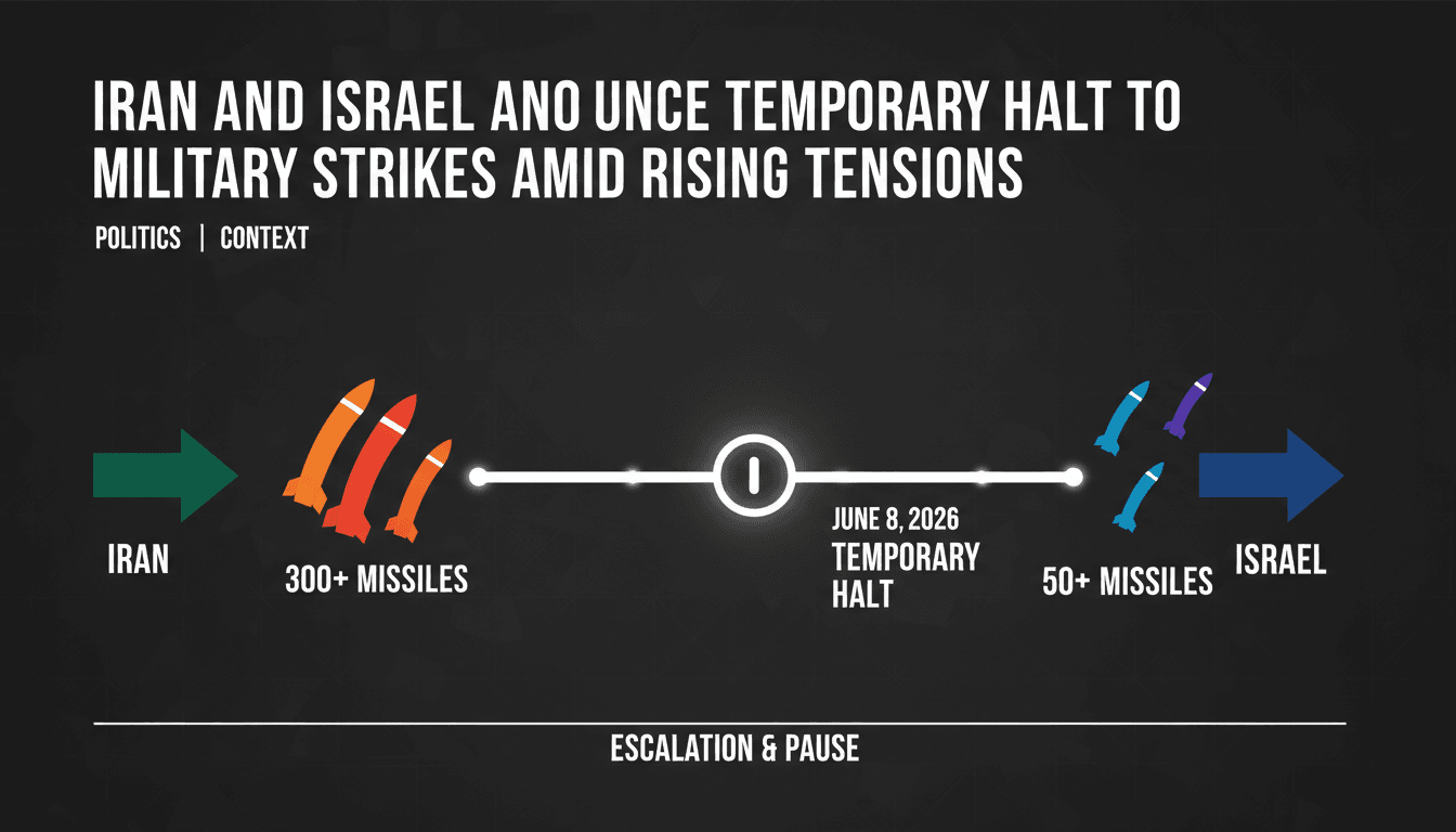 Infographic showing missile exchanges between Iran and Israel, highlighting the number of missiles fired and the timeline of events.