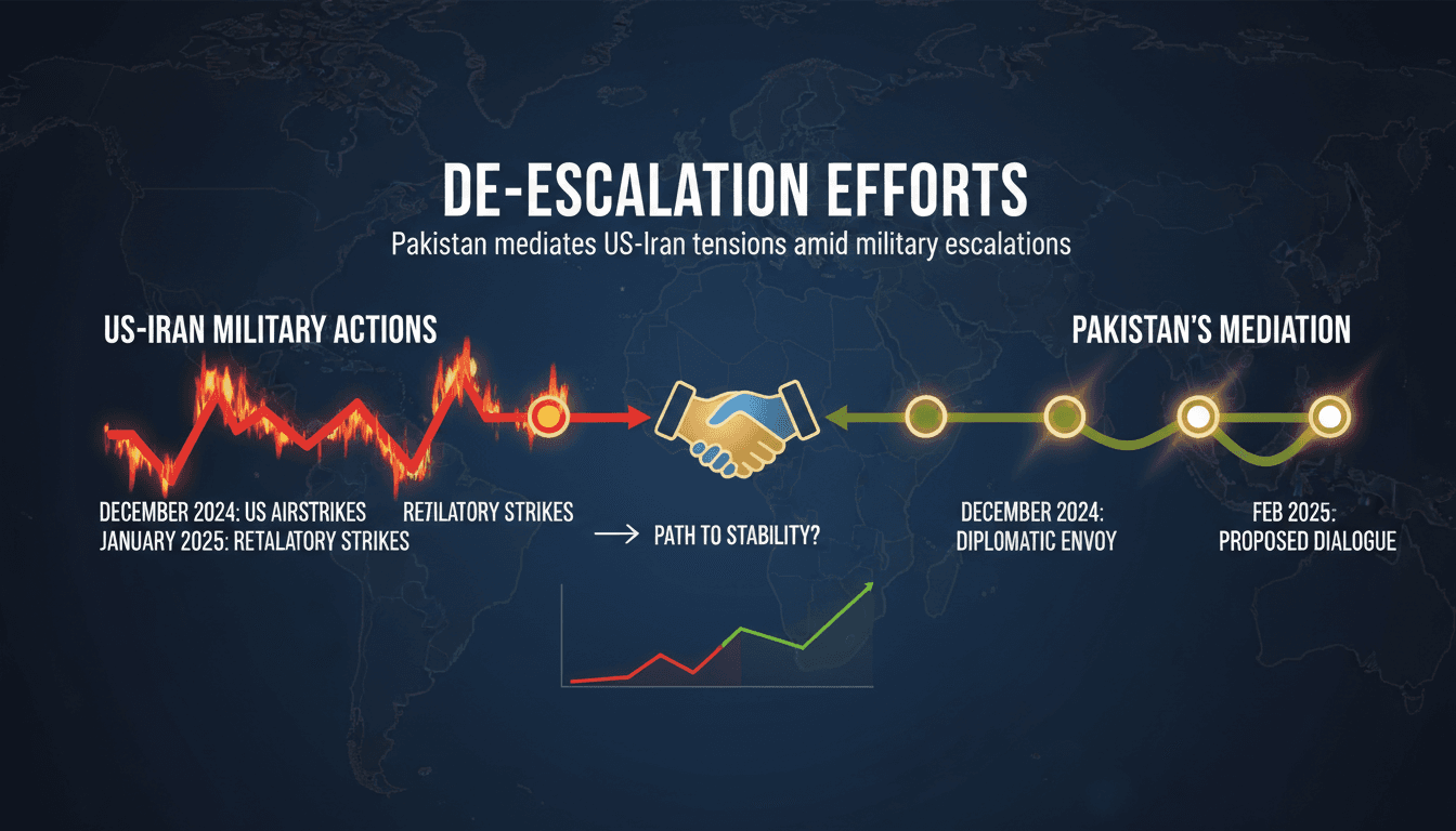 Diplomatic negotiations between Pakistan, US, and Iran amidst military tensions.