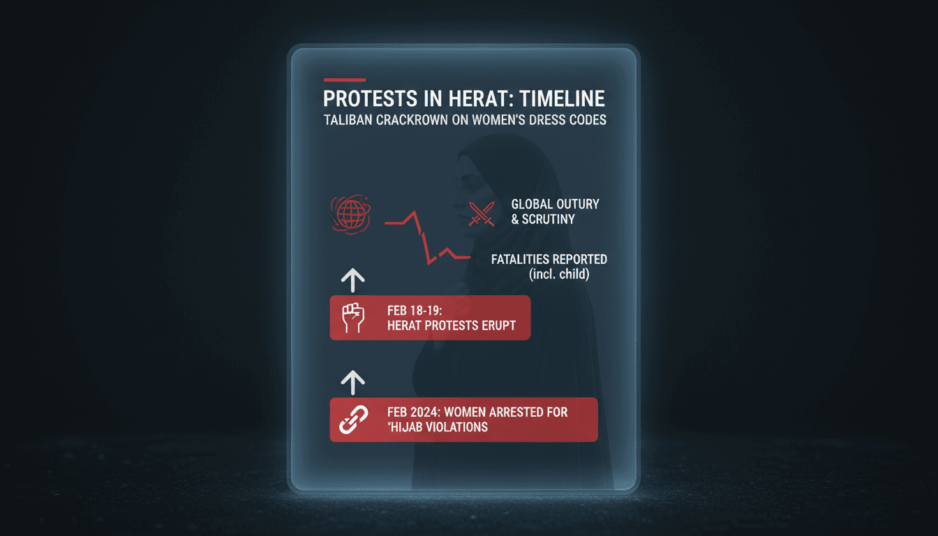 Protests in Herat result in fatalities amid Taliban crackdown on women's dress codes