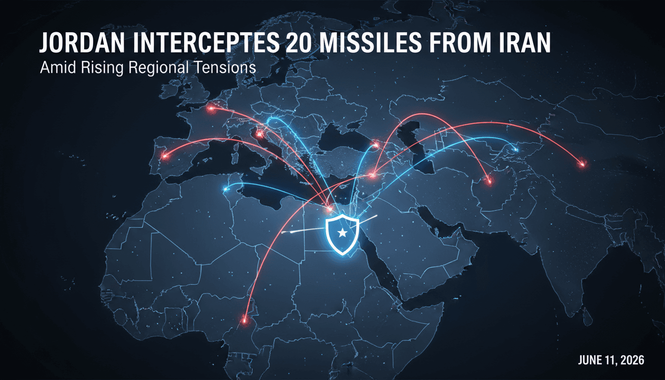 Jordanian air defense intercepting missiles launched from Iran