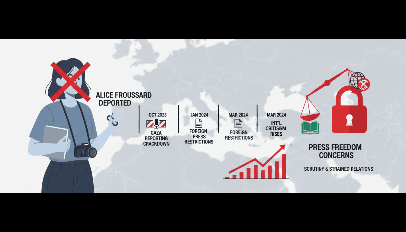French journalist Alice Froussard reporting on the Israeli-Palestinian conflict.