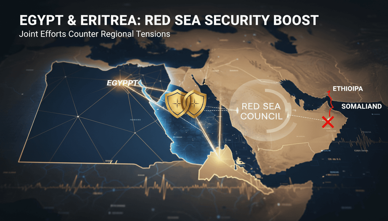 Map highlighting the strategic importance of the Red Sea and the cooperation between Egypt and Eritrea.