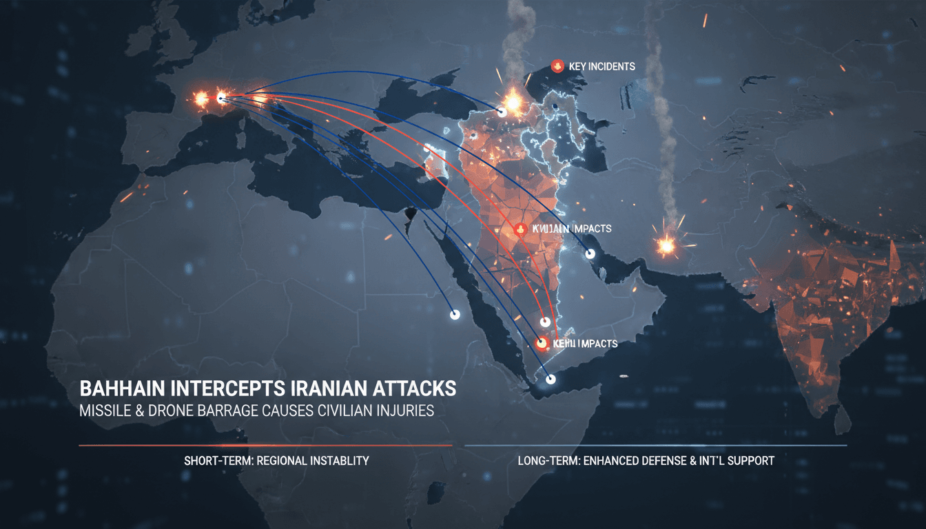 Bahrain intercepts Iranian missile and drone attacks causing civilian injuries