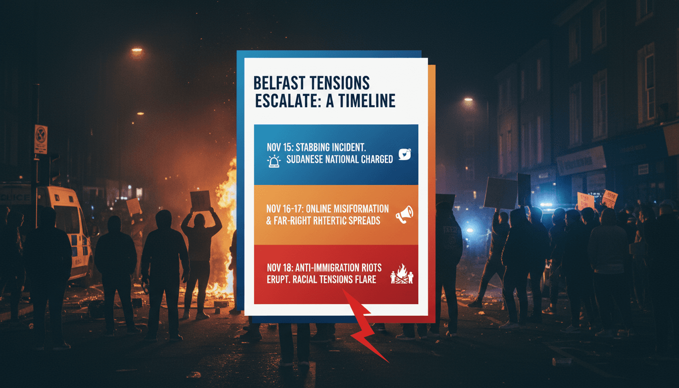 Protesters in Belfast during anti-immigration riots following a stabbing incident.