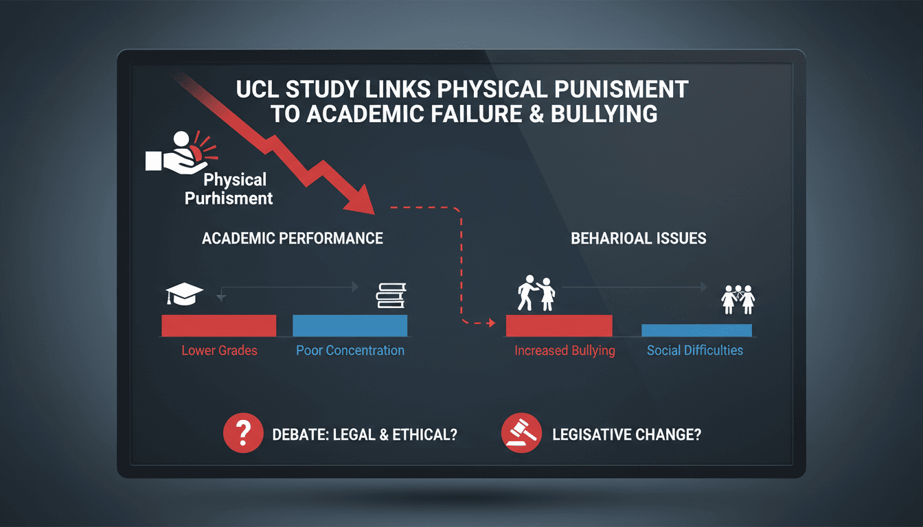 Infographic showing the impact of physical punishment on children's academic performance and behavior.