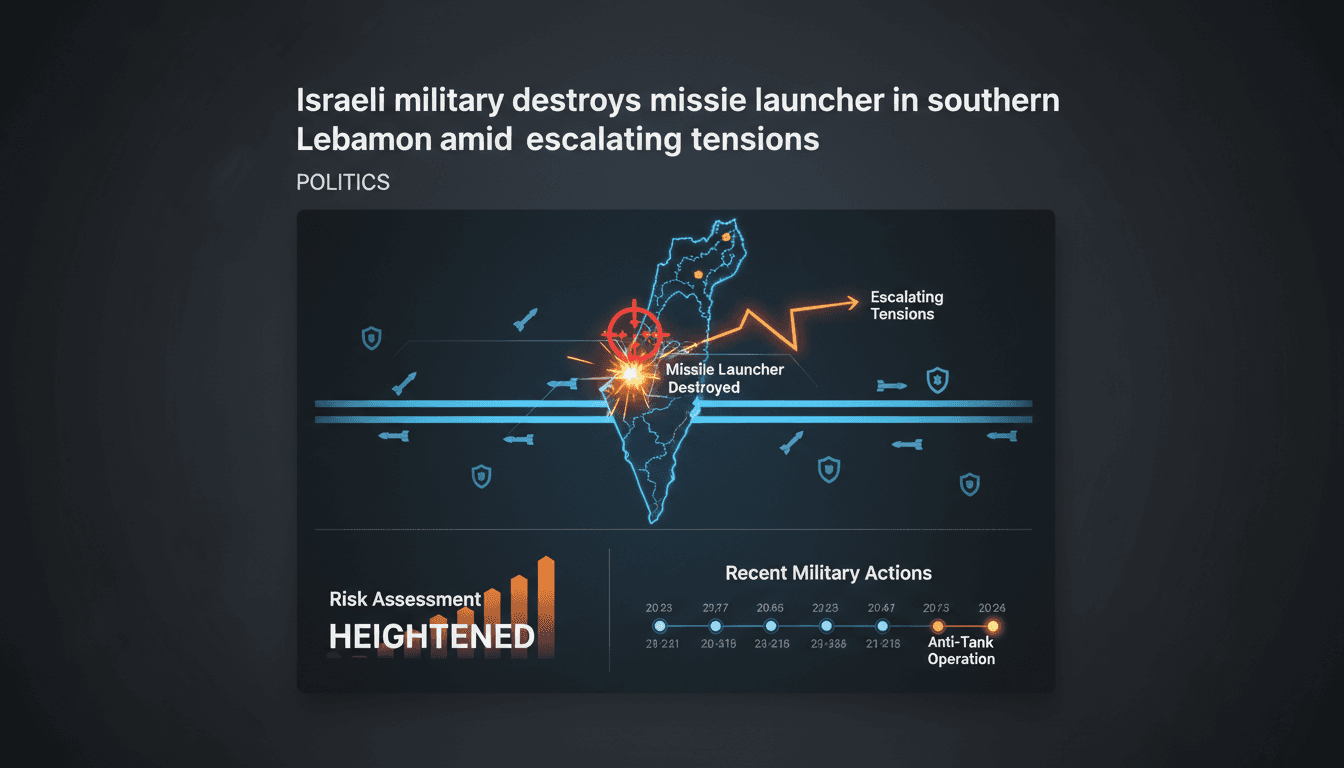 Israeli military destroys missile launcher in southern Lebanon amid escalating tensions