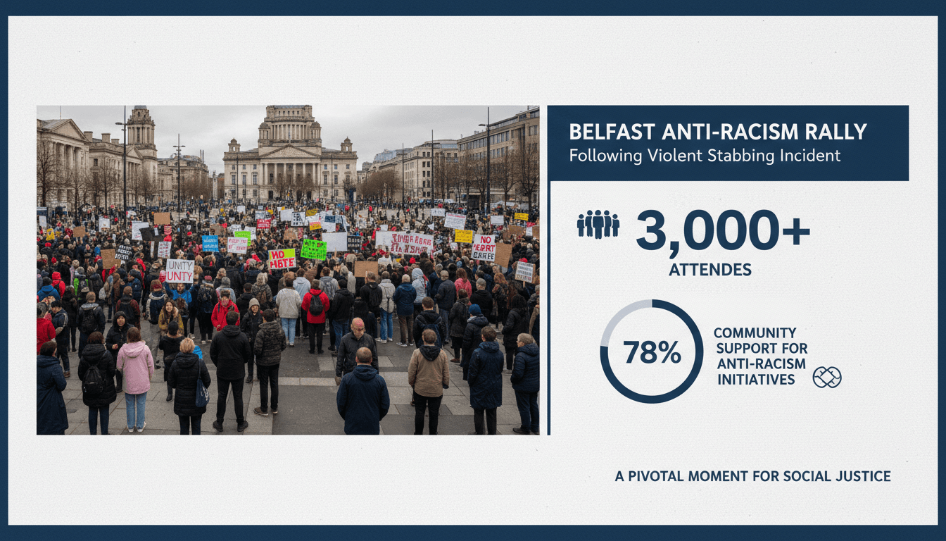 Crowd at the anti-racism rally in Belfast City Hall