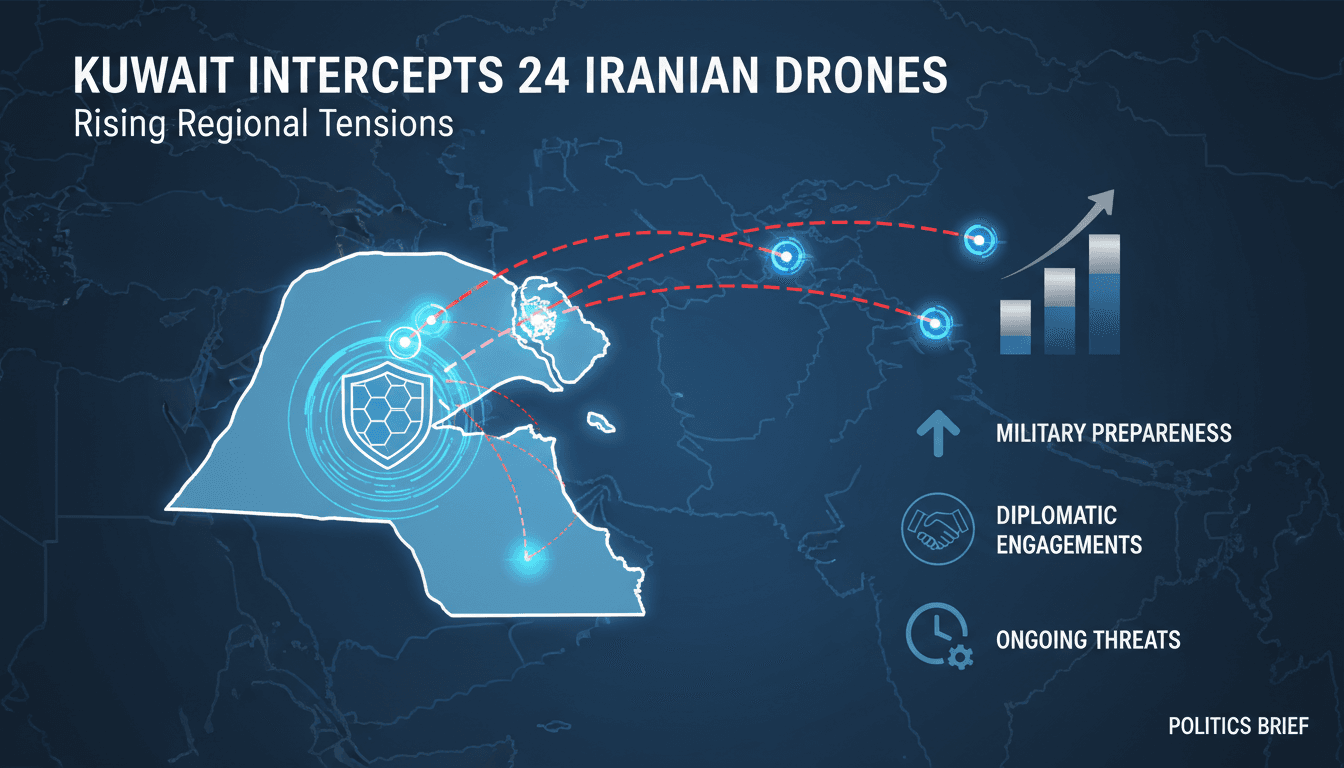 Kuwait intercepts 24 Iranian drones amid rising regional tensions