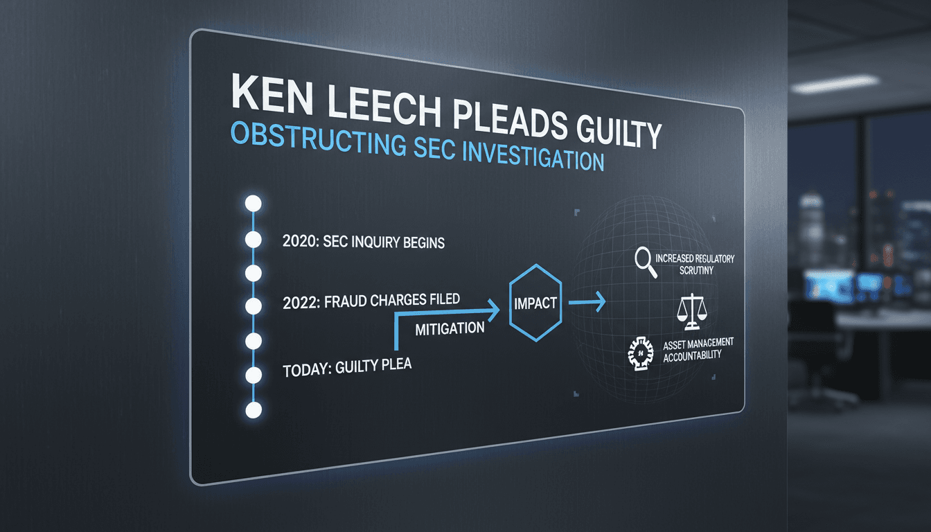 Ken Leech pleads guilty to obstructing SEC investigation into trading practices.