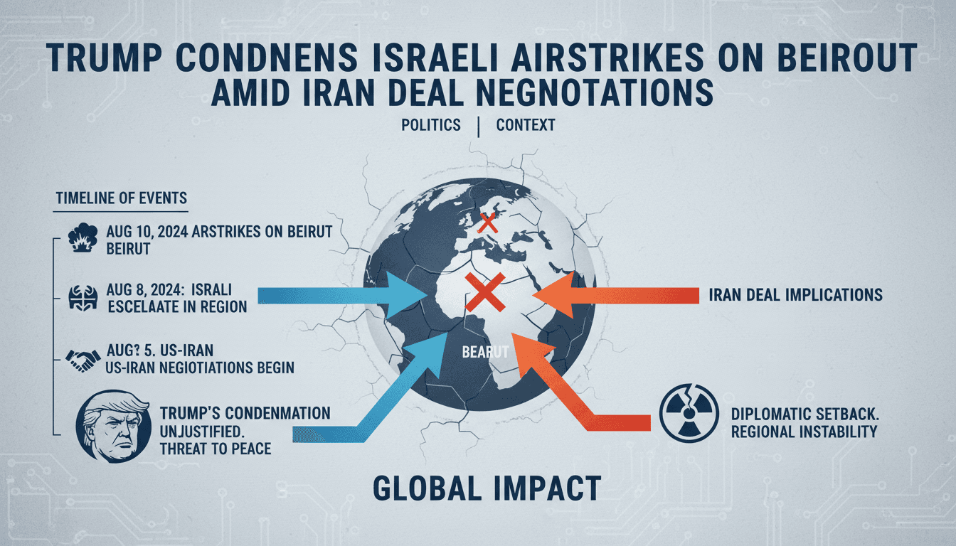 Infographic detailing the timeline of Israeli airstrikes on Beirut and their implications for the Iran deal.